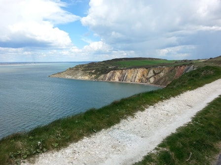 Alum Bay from the road leading to the Needles Old Battery
